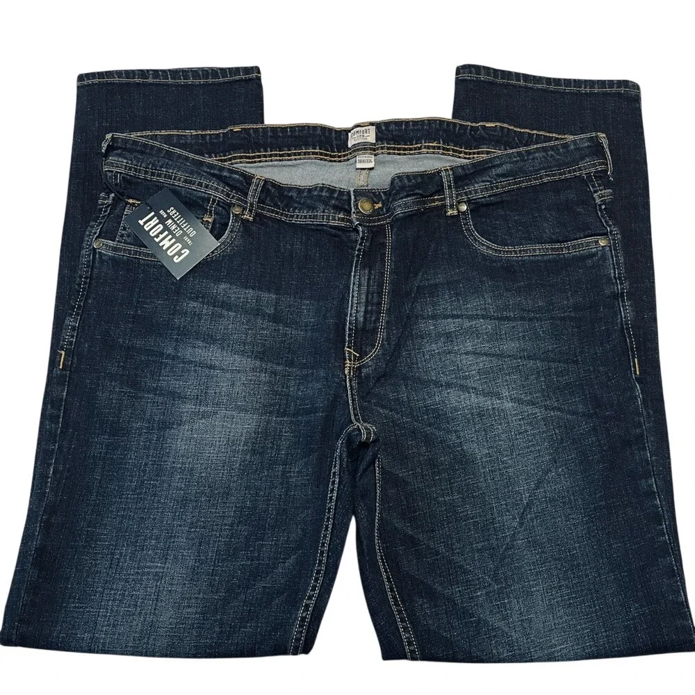 Comfort Denim Outfitters Mens‎ Slim Fit Jeans Dark Wash Indigo Blue 38x32 NWT